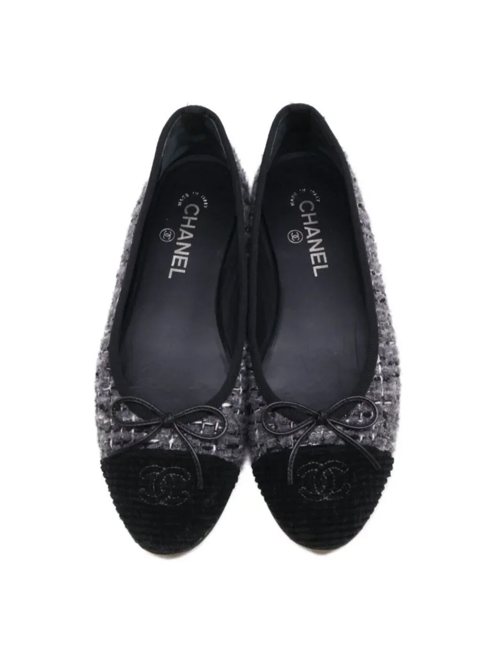 Chanel Ballerina CC Logo Tweed Ballet Shoes
